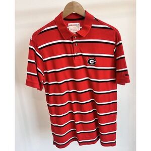 University Of Georgia Bulldogs Classic Red Striped Men Golf Polo Medium Pressbox